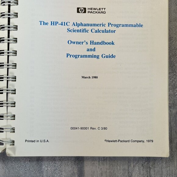 HP-41C Owner's Handbook Programming Guide Hewlett Packard Rev C Mar 1980 - Picture 4 of 5